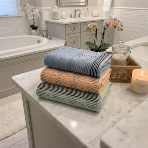 3x High Quality 100% Cotton Soft Jacquard Striped Towels