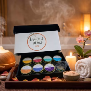 7 Chakra Crystal Candle Gift Set – Aromatherapy Soy Wax Candles with Gemstones | Meditation, Healing & Relaxation | Reiki Energy Candle Box | Perfect Spiritual Gift