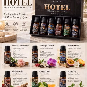 Hotel Fragrance Oils Gift Set, 6 x 10ml Luxury Hotel Scents