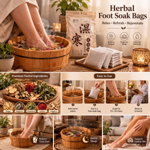 Herbal Foot Soak Sachets, 14 Herb Mugwort & Ginger Blend (10 Pack)